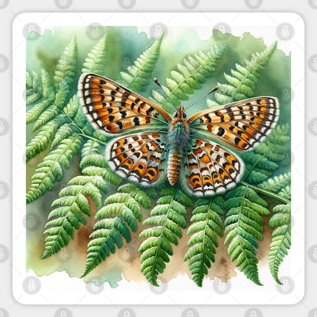 Pop Small Pearl-bordered Fritillary - Watercolor Butterfly Sticker by Aquarelle Impressions